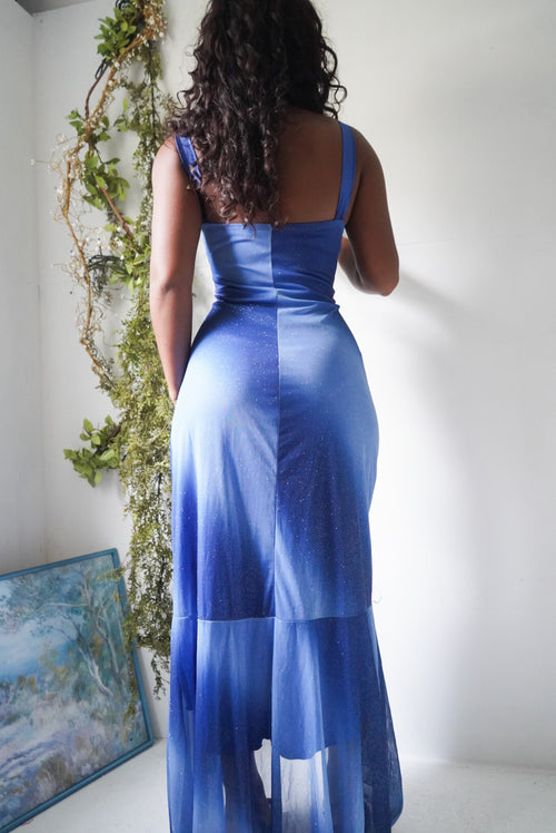 Y2K Glitter Gradient High Low Hem Dress