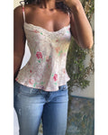 Y2K Floral Satin Slip Top