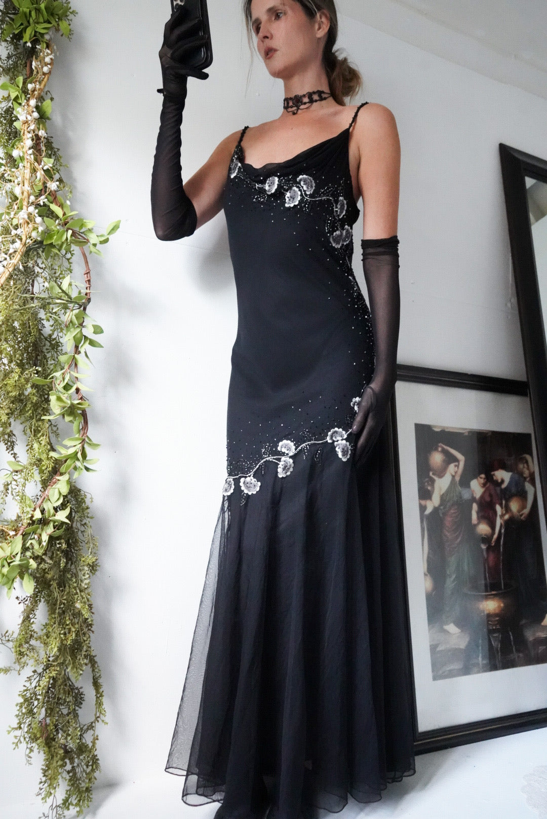 Y2k beaded silk gown