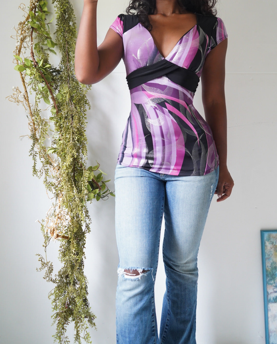 Y2K Abstract Shimmery Top