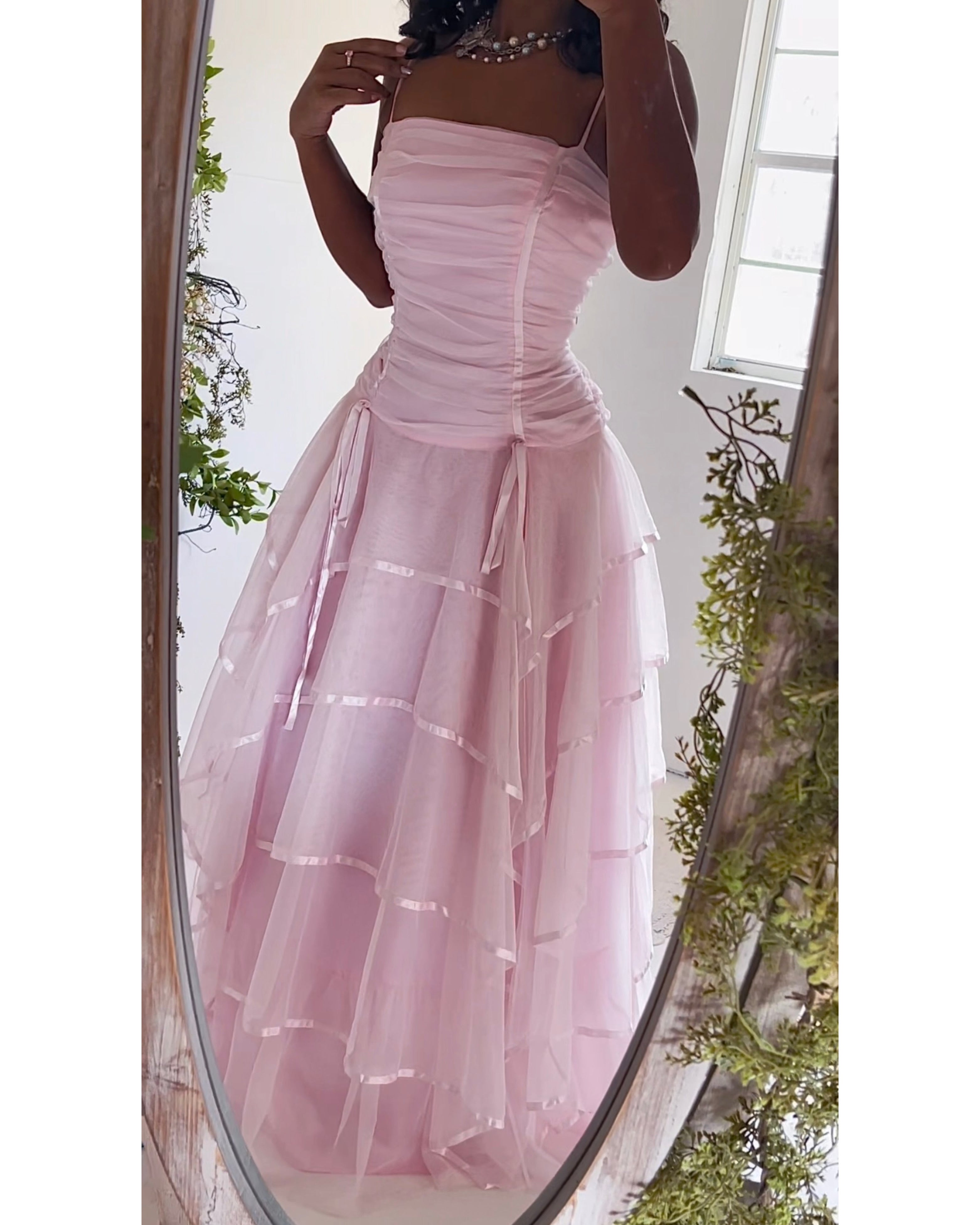 Vintage Y2K Rare Pale Pastel Pink Fairy Corset Gown