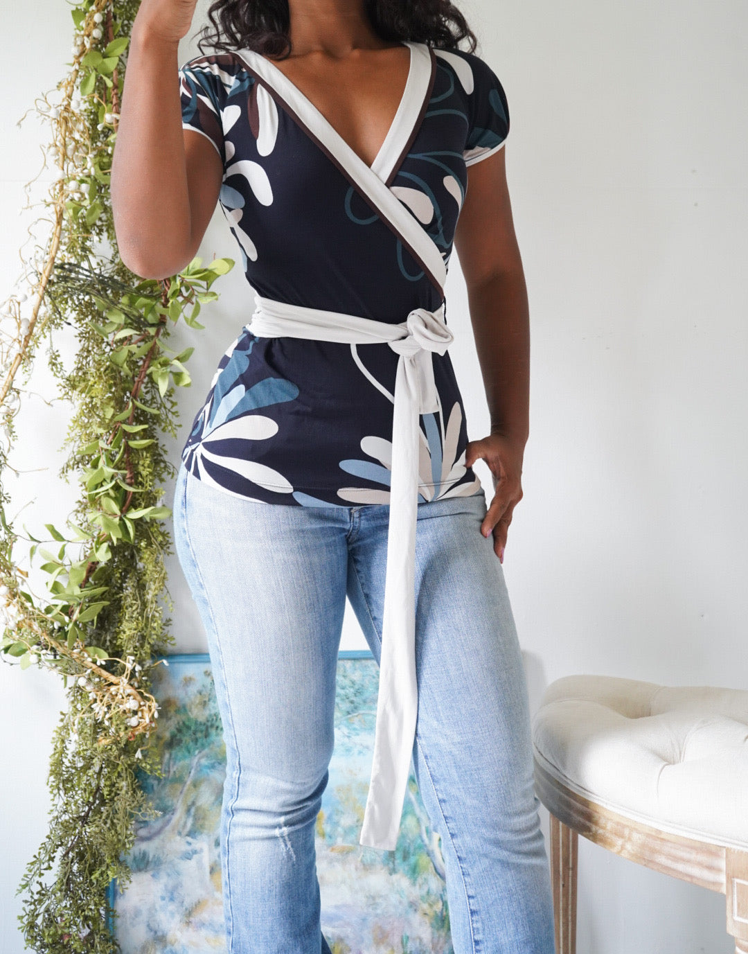 Y2K Faux Wrap Top