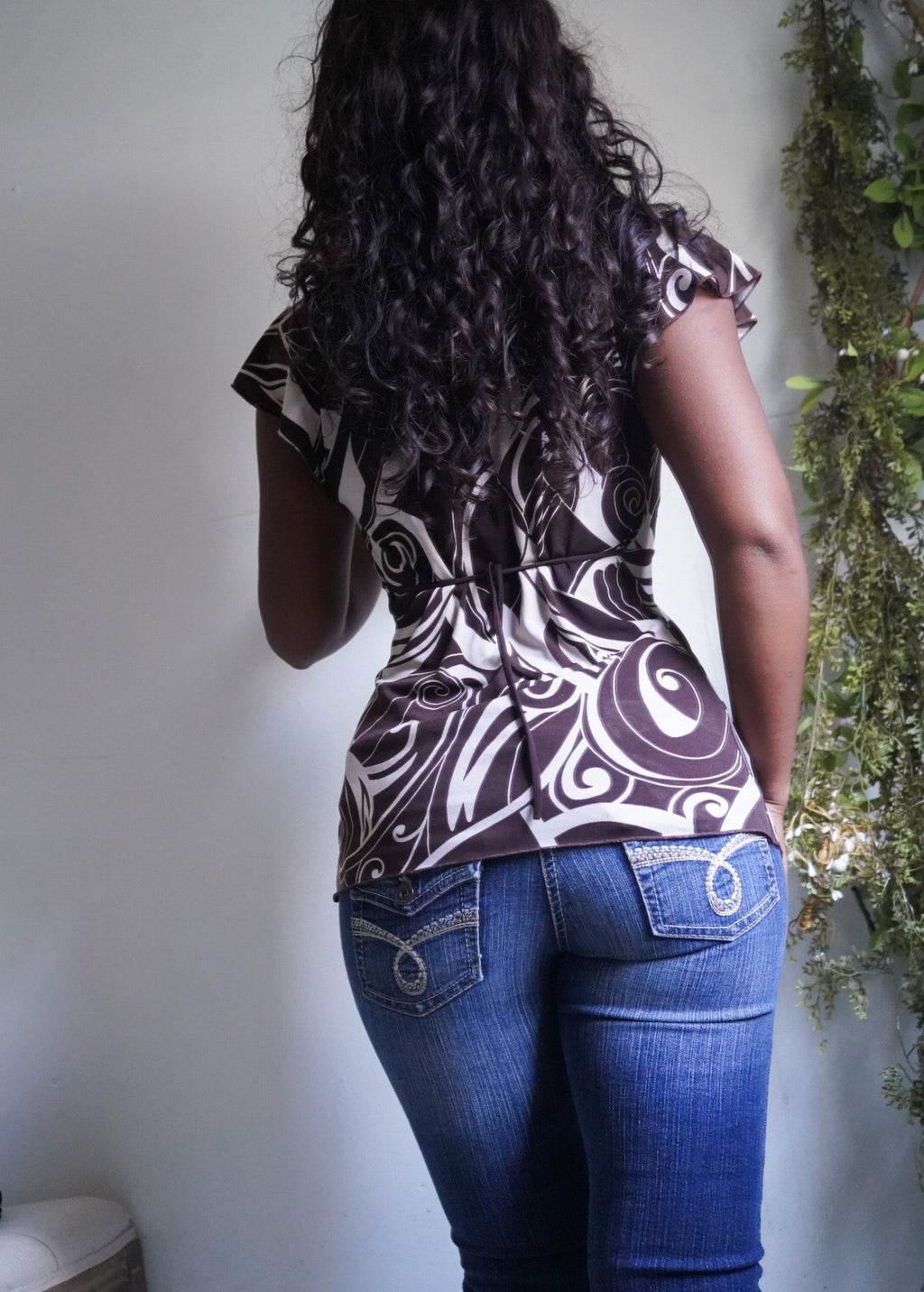 Y2K Boho Tie Back Brooch Detail Top