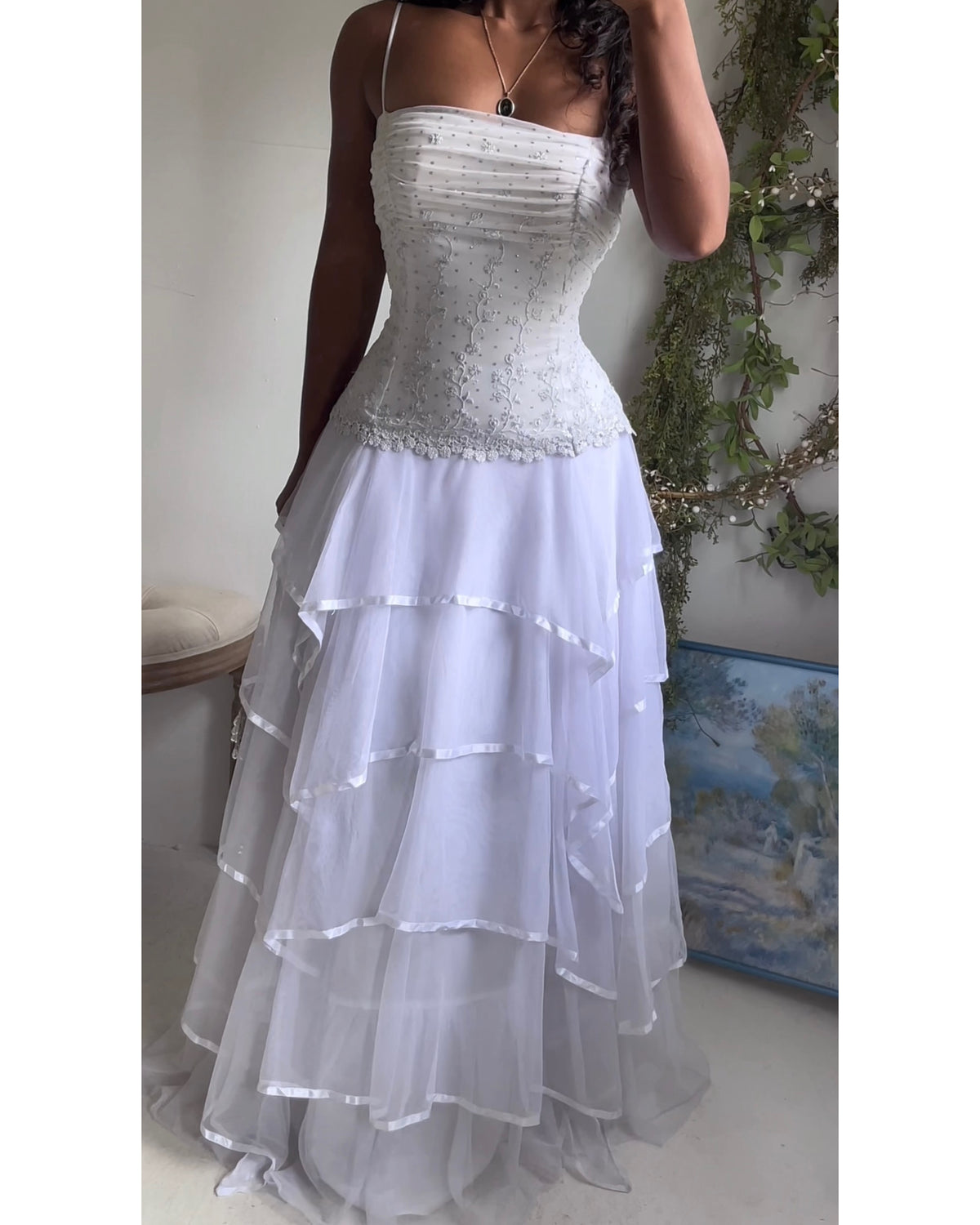 Rare Y2K White Tiered Skirt Fairy Gown