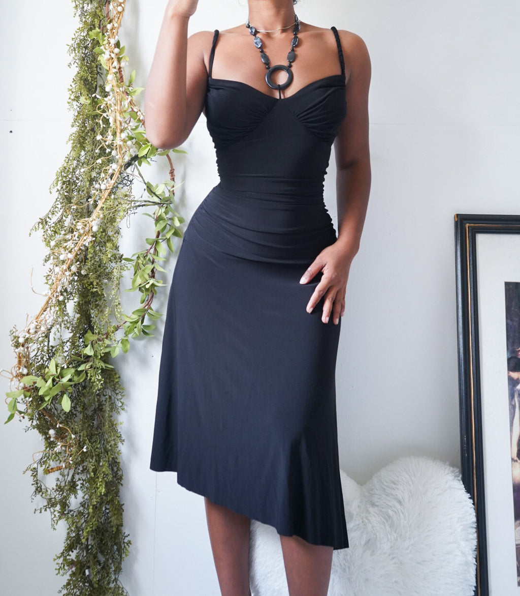 Y2K Jewel Detail Staple Black Dress