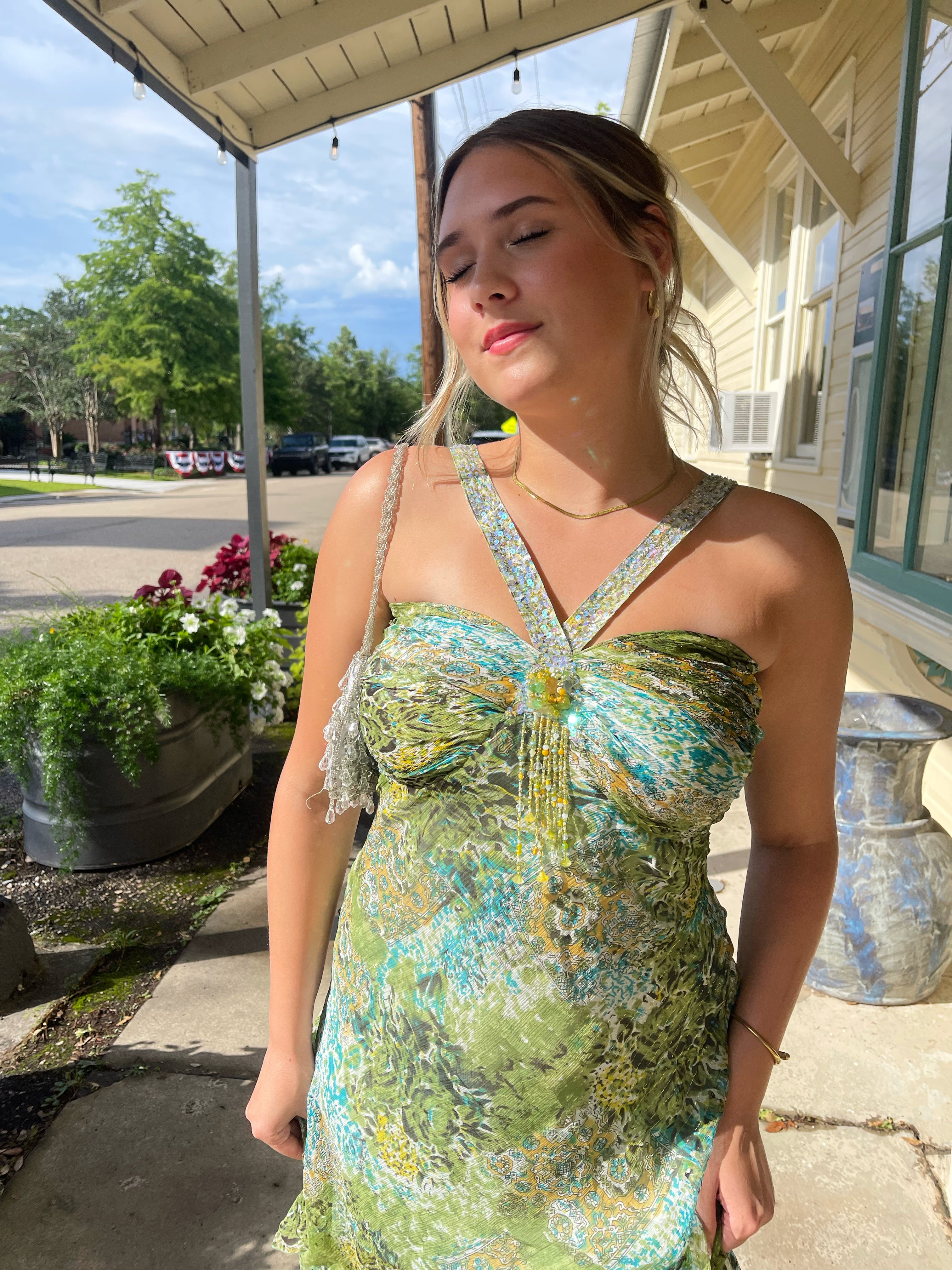 Y2k Paisley Forest Fairy Midi Dress