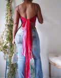 Y2K Fuchsia Sequin Tie Back Top