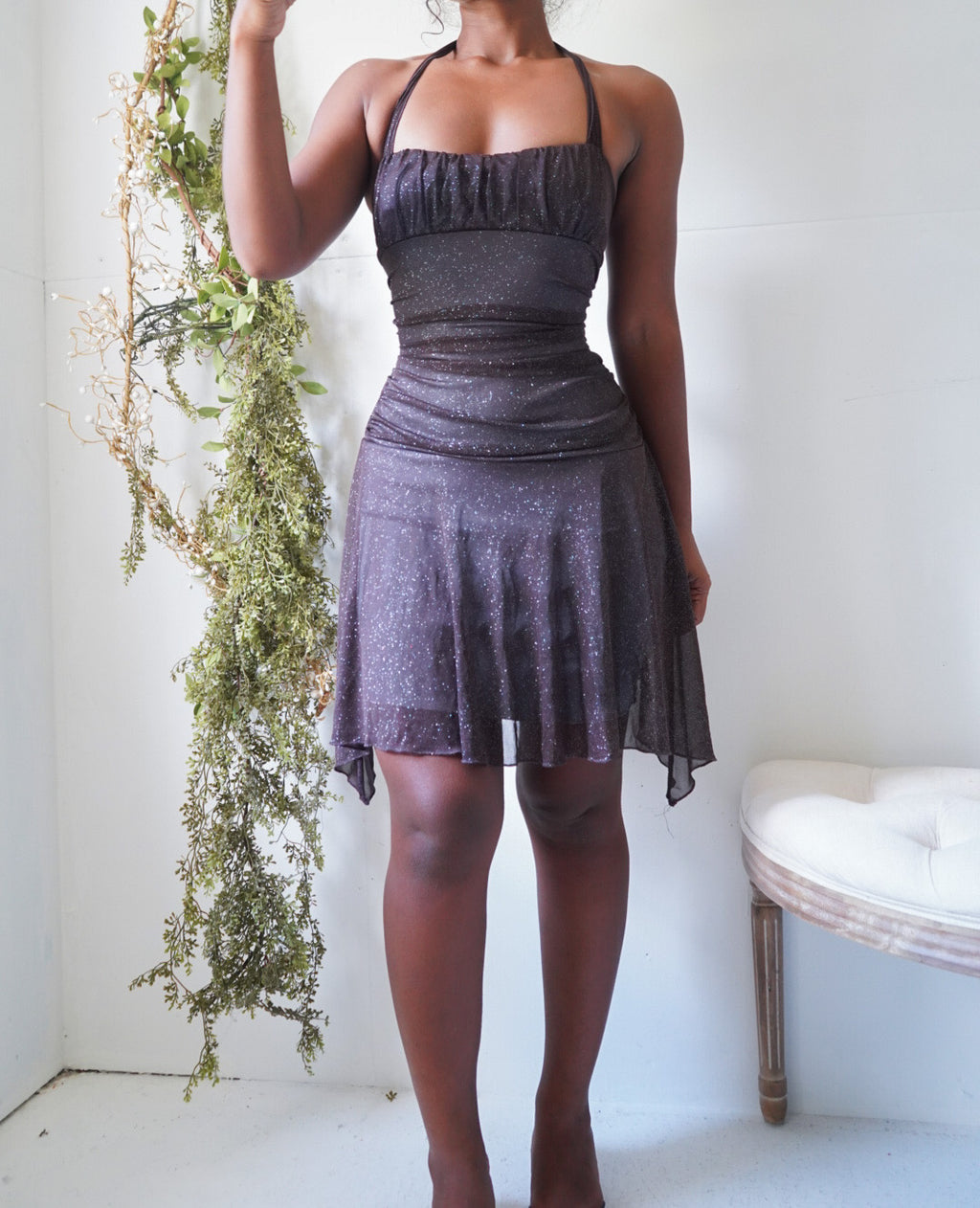 Layered Glitter Milkmaid Fairy Mini Dress