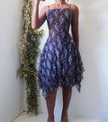 Y2K Brown with Blue Floral Lace Fairy Dress
