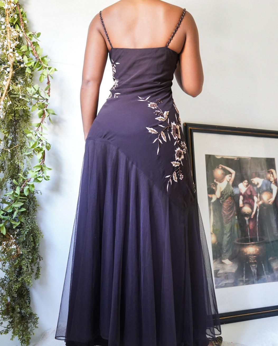 Chocolate Embroidered and Beaded Gown (M)