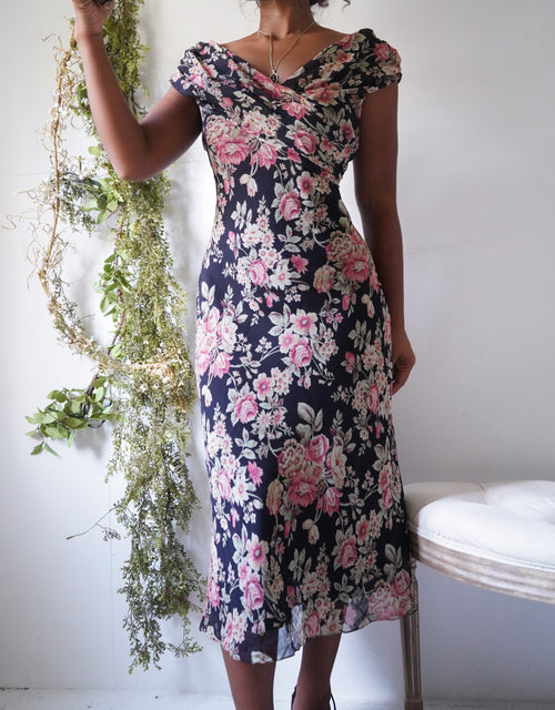 Y2K Romantic Floral Off The Shoulder Silk Dress
