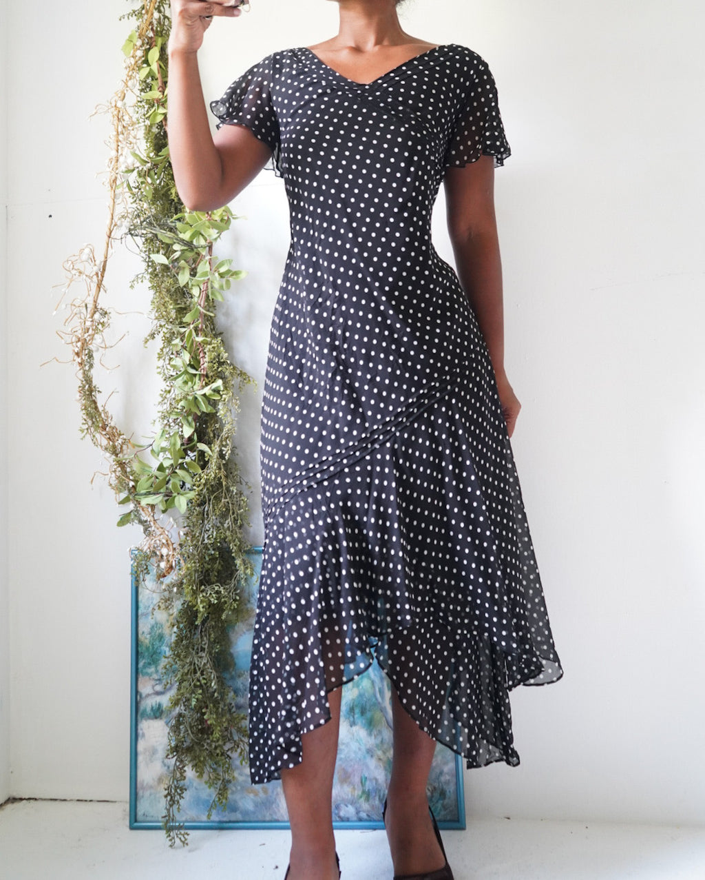 Y2K Monochrome Polka Dot Fairy Hem Dress