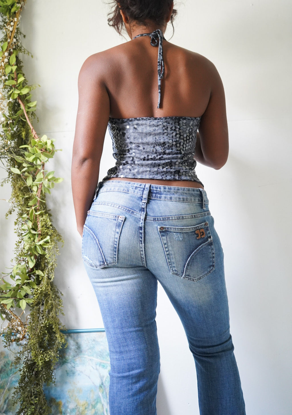 Vintage Sequin Snakeskin Halter Top