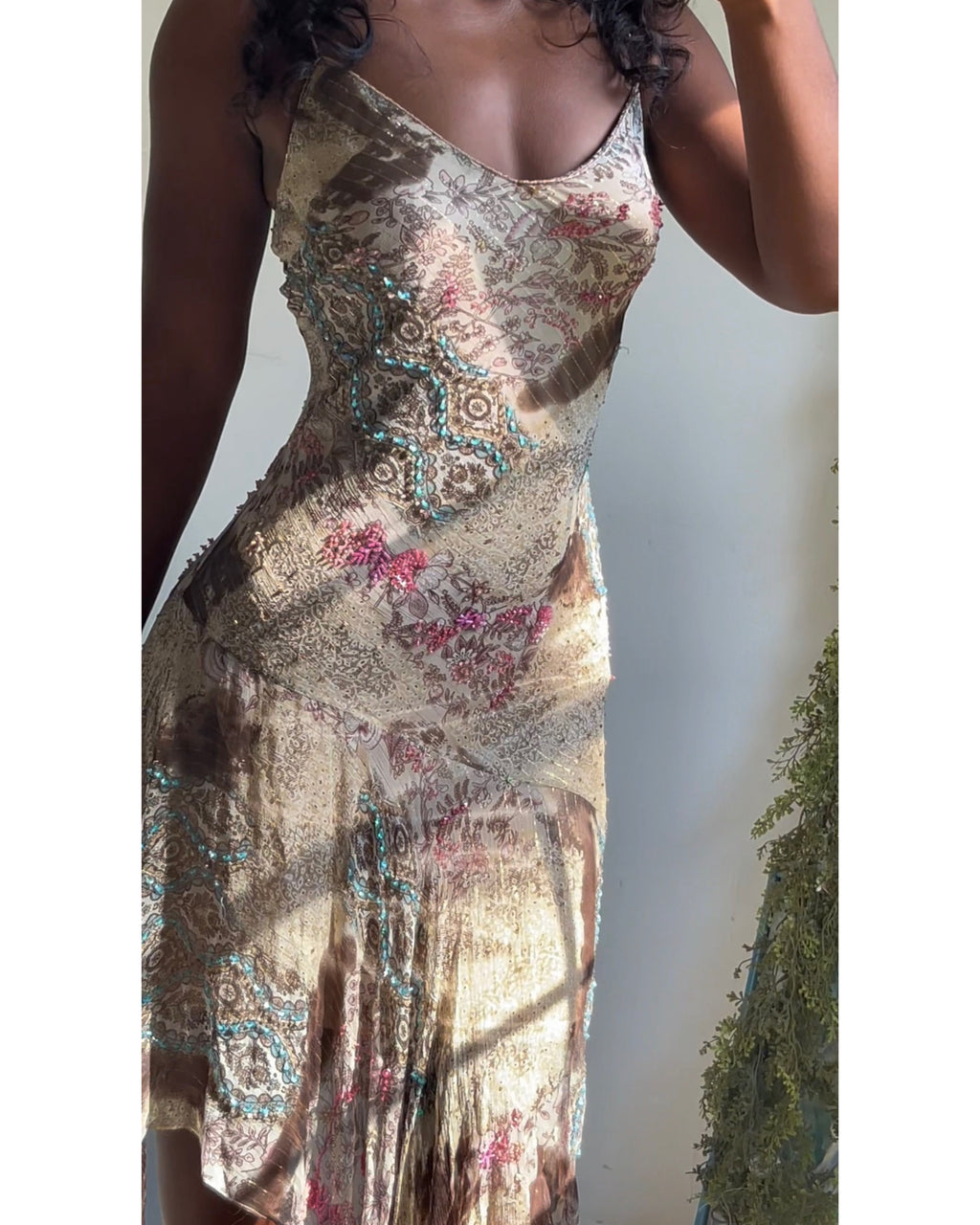 Rare Y2K Silk Sue Wong Boho Fairy Dress