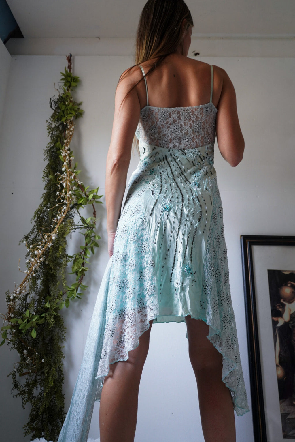 Icy Blue Charmeuse Midi Dress