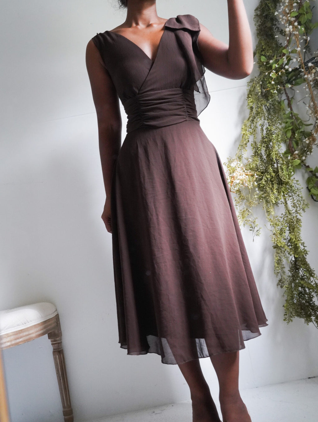 Brown Midi Y2K Dress