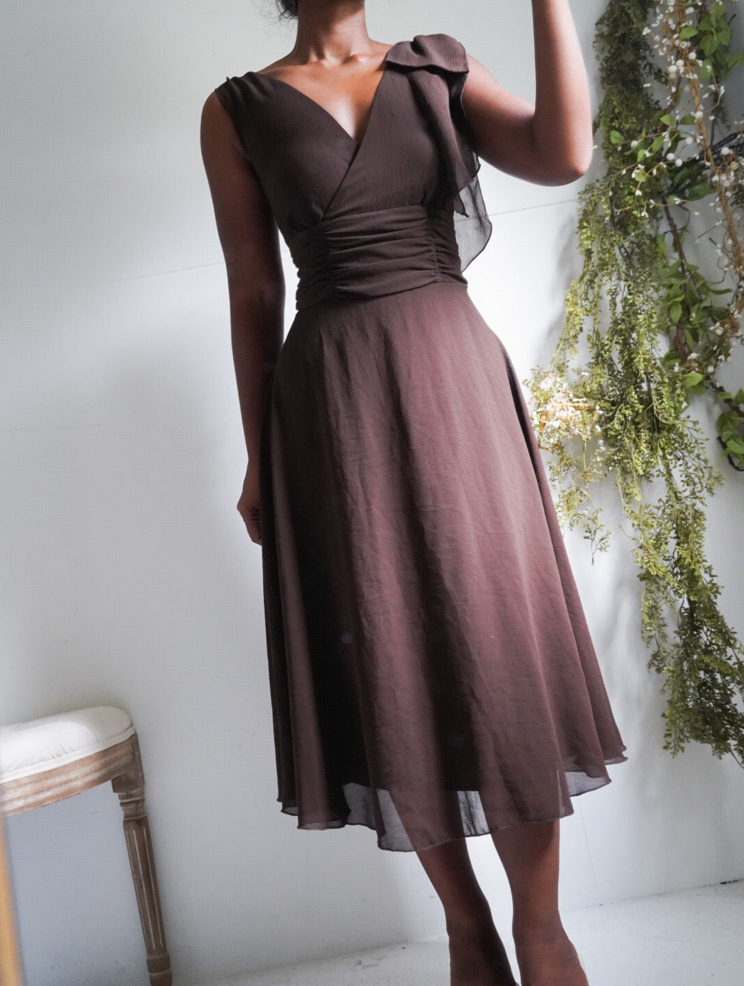 Brown Midi Y2K Dress