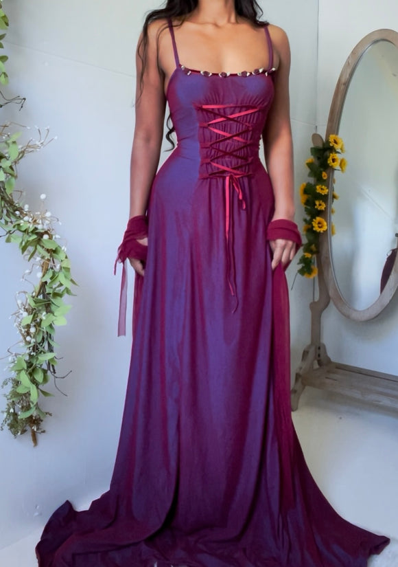 Handmade Layered Lace Up Gown (S/M)