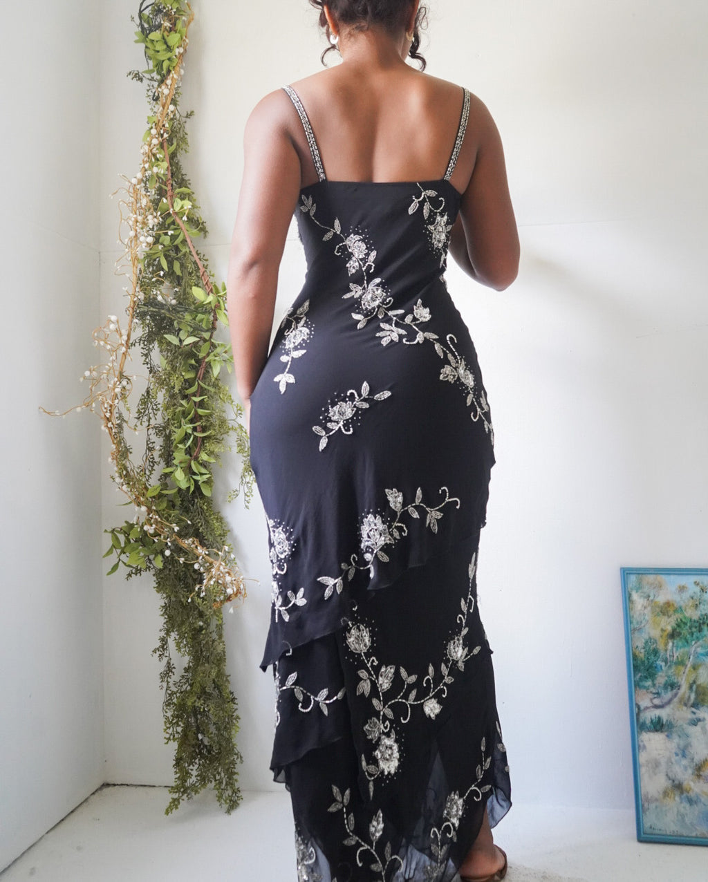 Y2K Black Fully Beaded Gown