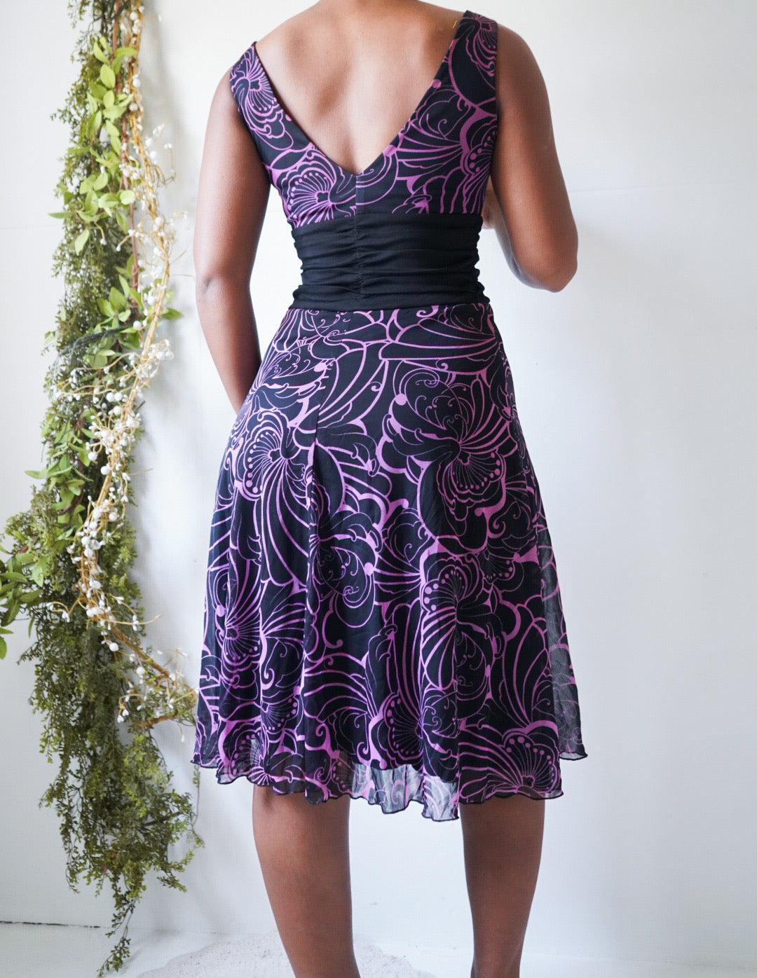 Abstract Y2K A Line Midi Dress