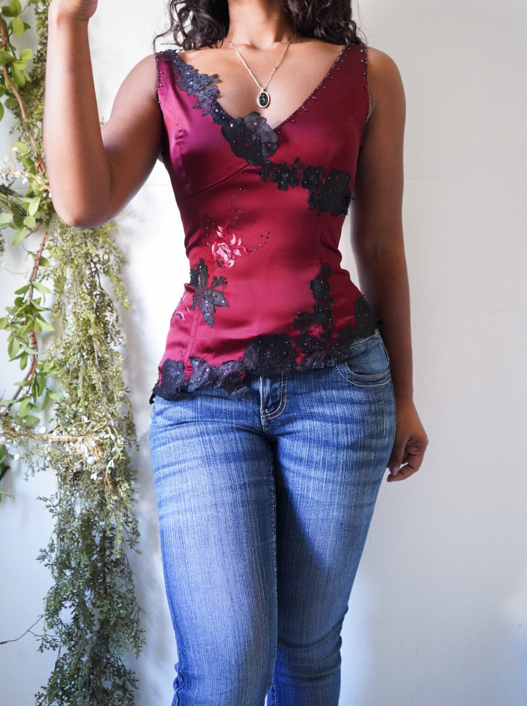 Y2K Crimson Bustier Style Top