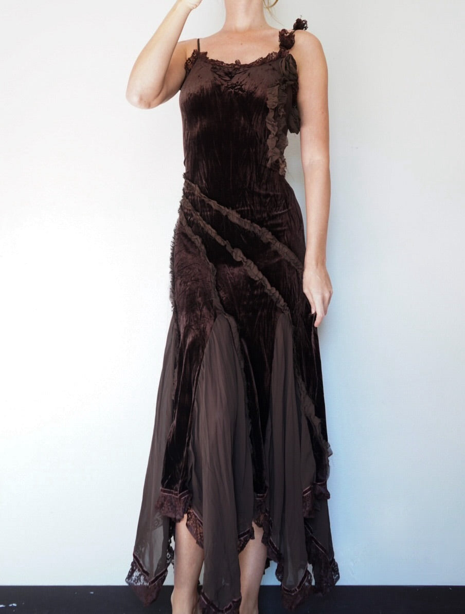 Y2k Brown Velvet Fairy Gown