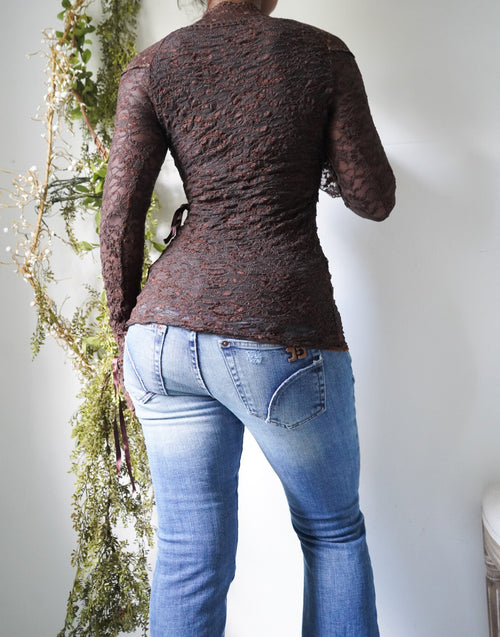 Chocolate Lace Ann Ferriday Long Sleeve Top