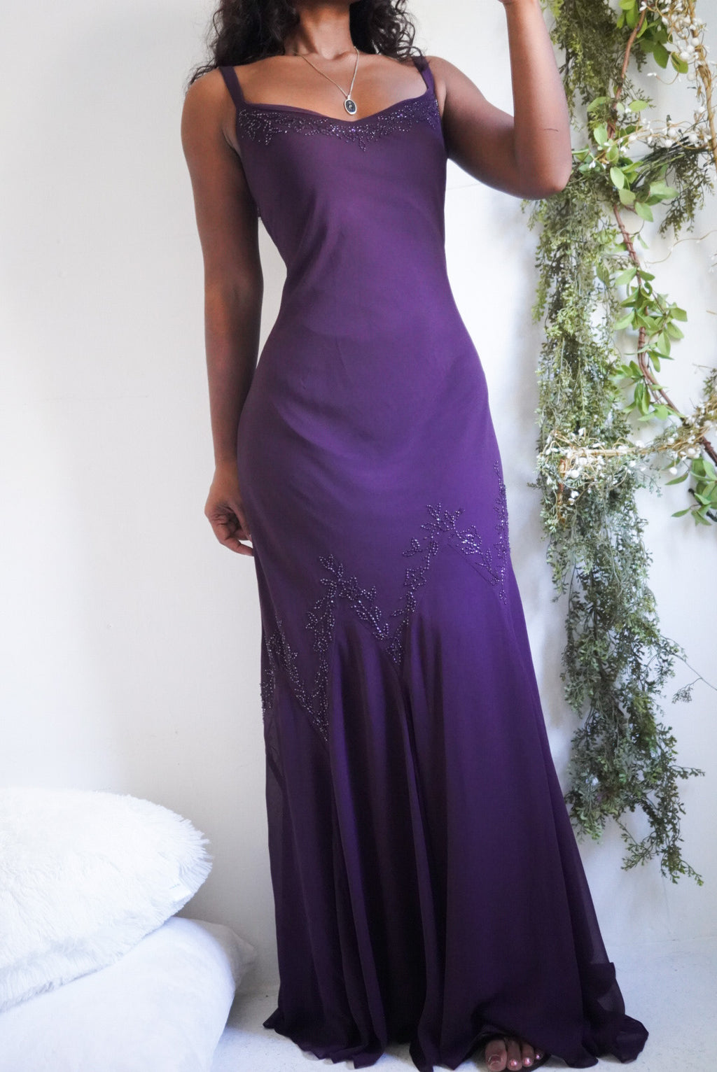 Y2K Purple Beading Detail Gown