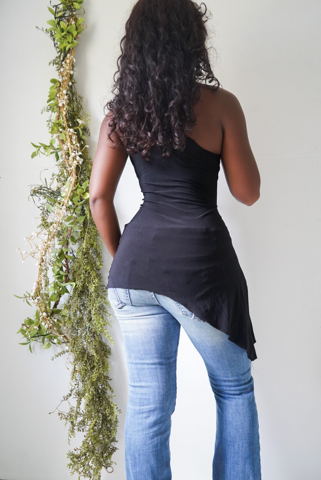 Y2K Metal Hardware Detail One Shoulder Top