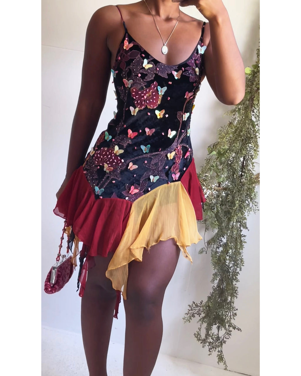 Y2K Reworked Velvet Fairy Mini Dress