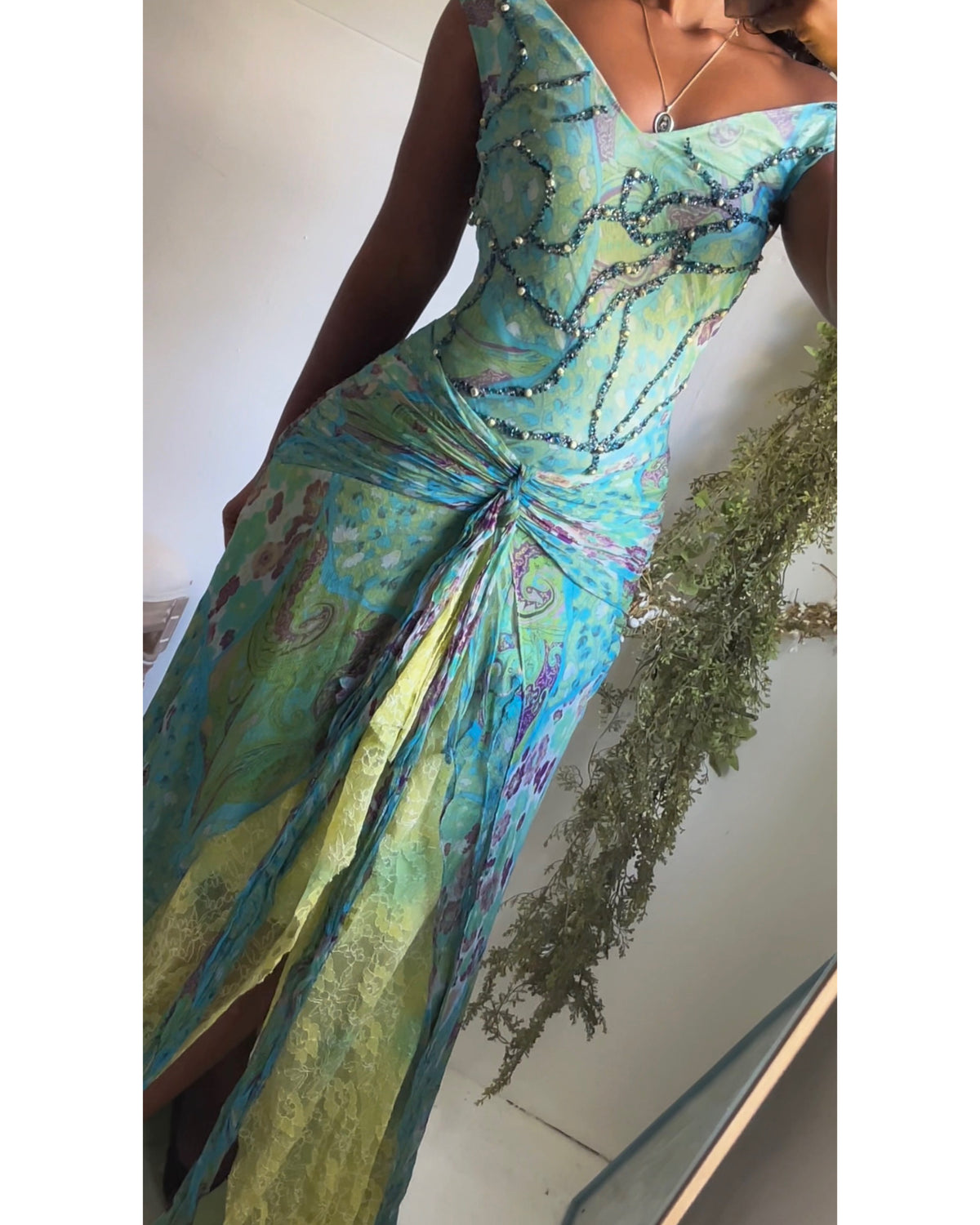 Y2K Paisley Silk Mermaid Gown