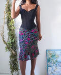 Y2K Black Colorful Floral Skirt