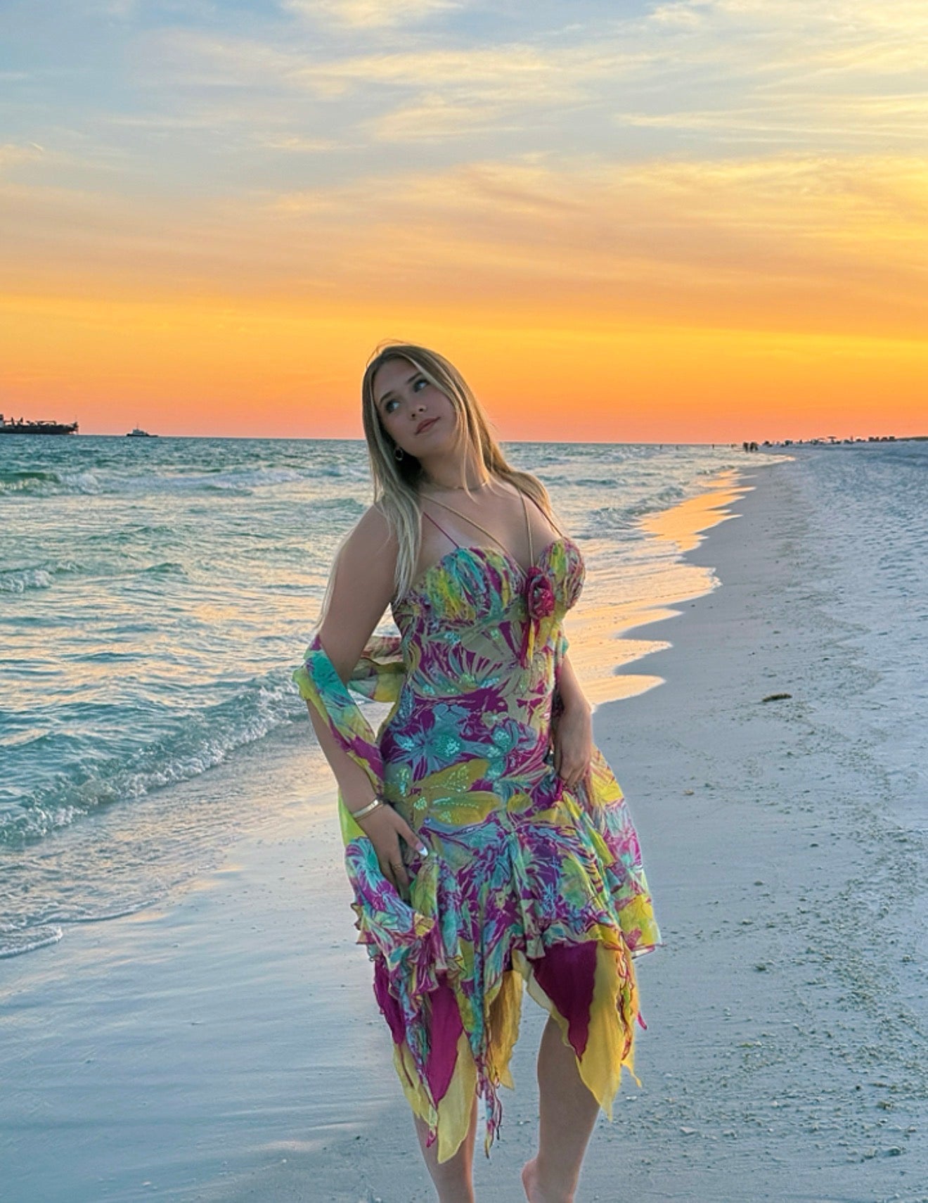 Rare Y2K Tropical Silk Fairy Dress