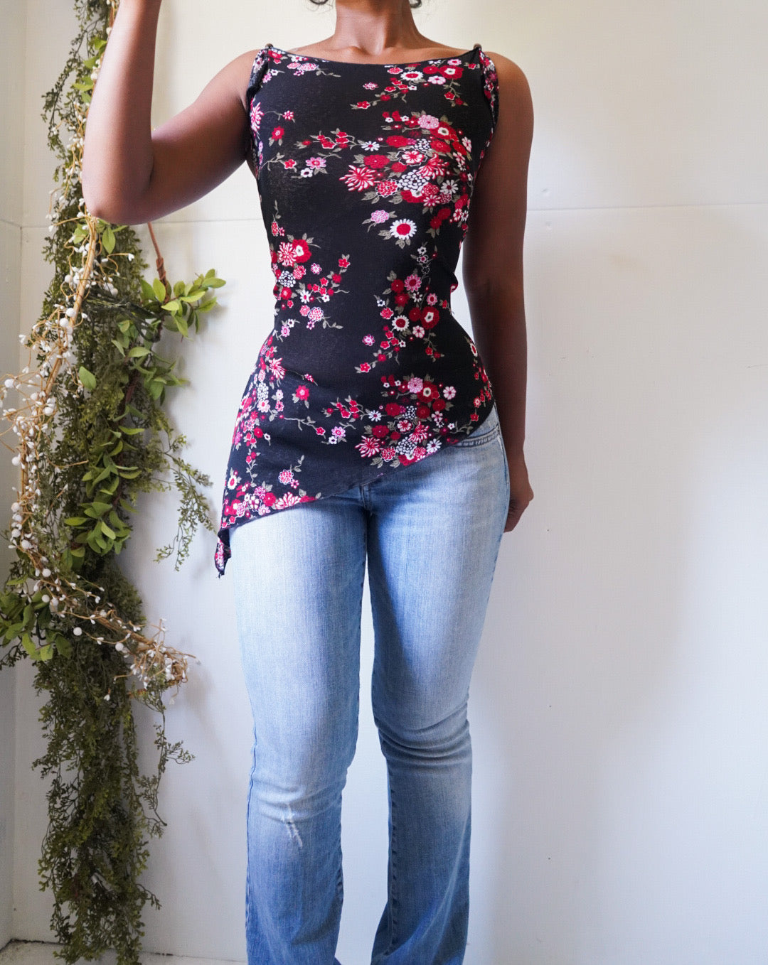 Y2K Mesh Boatneck Asymmetric Top