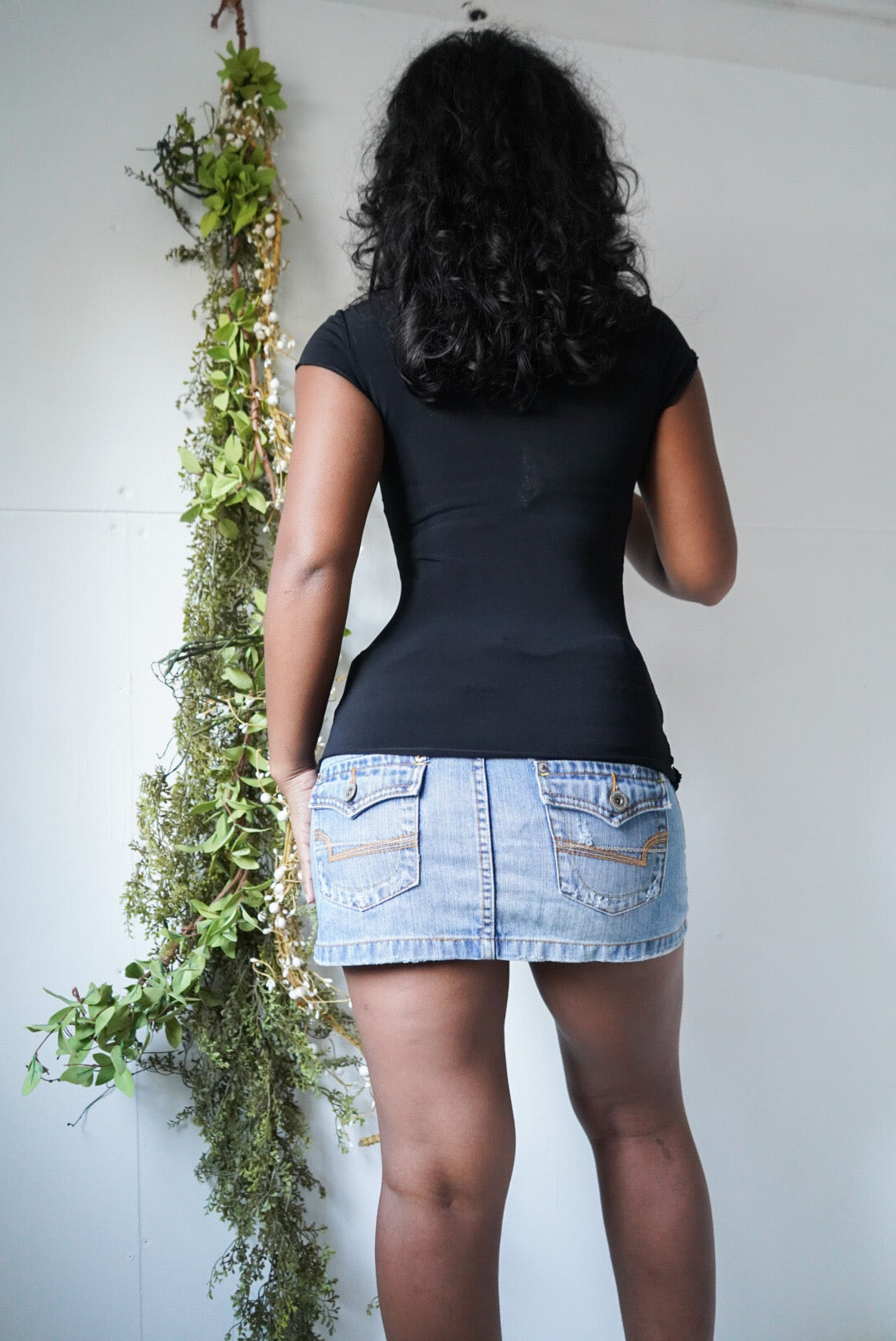 Y2K Black Ruched Buckle Detail Top