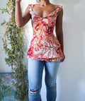 Y2K Paisley Lace Babydoll Top