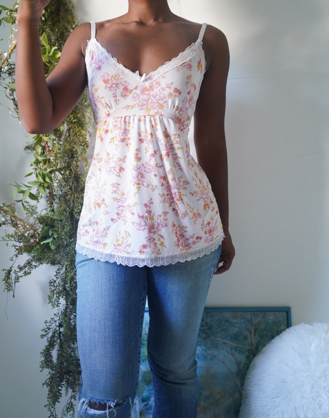Y2K Romantic Floral Babydoll Cami