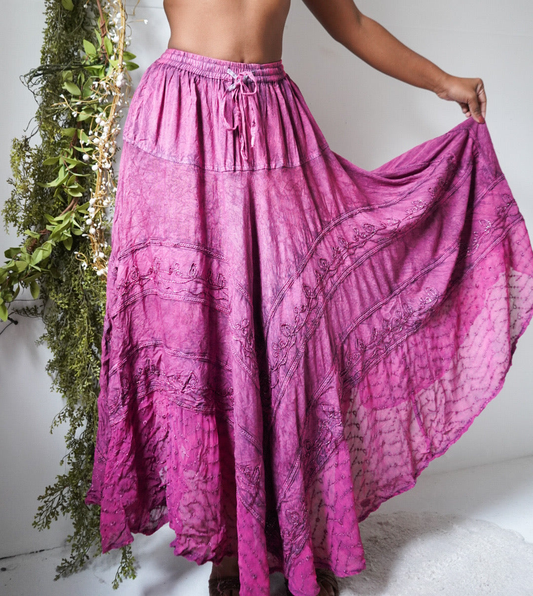 Y2K Berry Boho Skirt