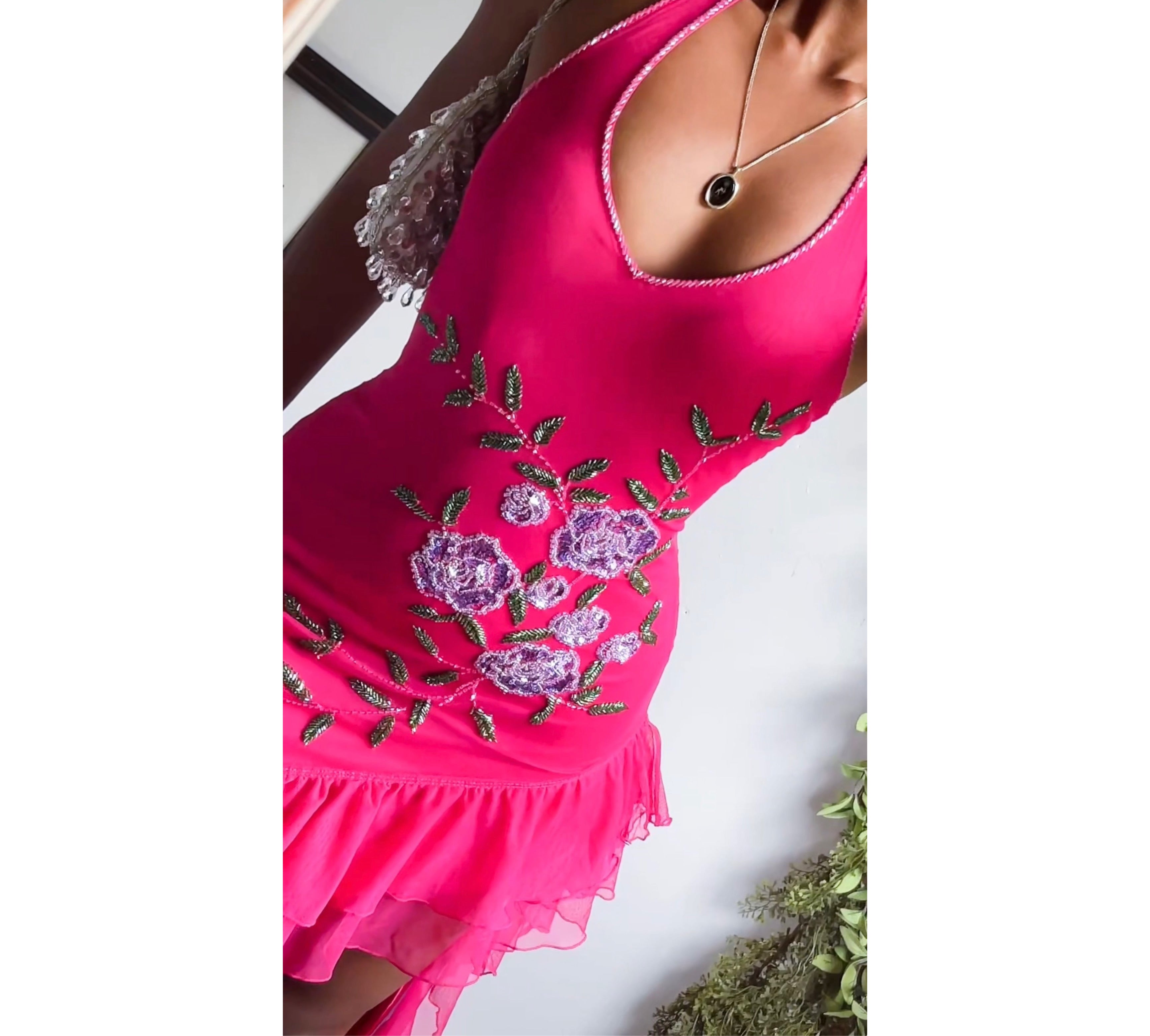 Bright Pink Y2K Halter Fairy Dress