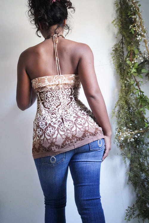 Y2K Cache Boho Halter Tube Top