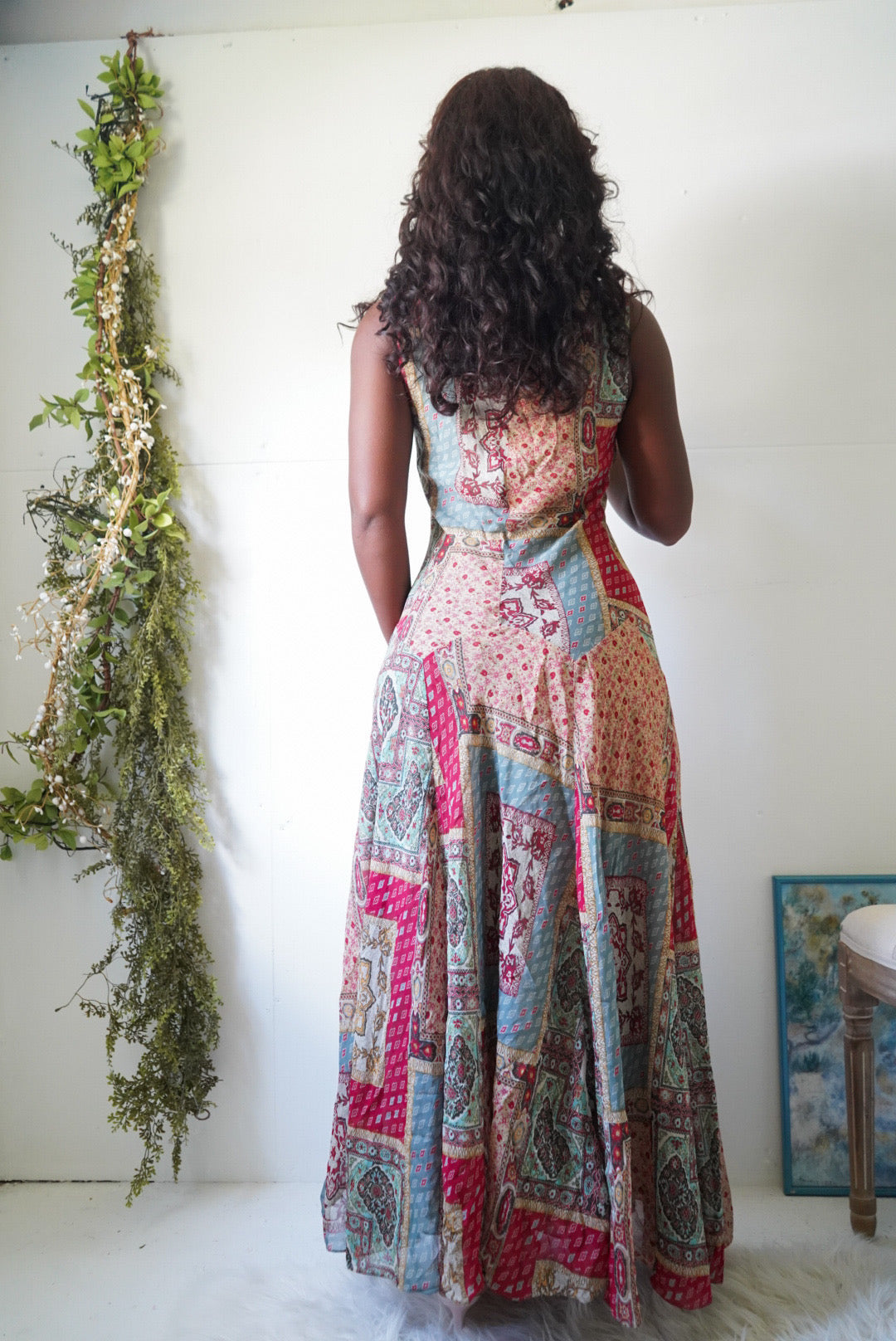 Y2K Patchwork Paisley Maxi Dress