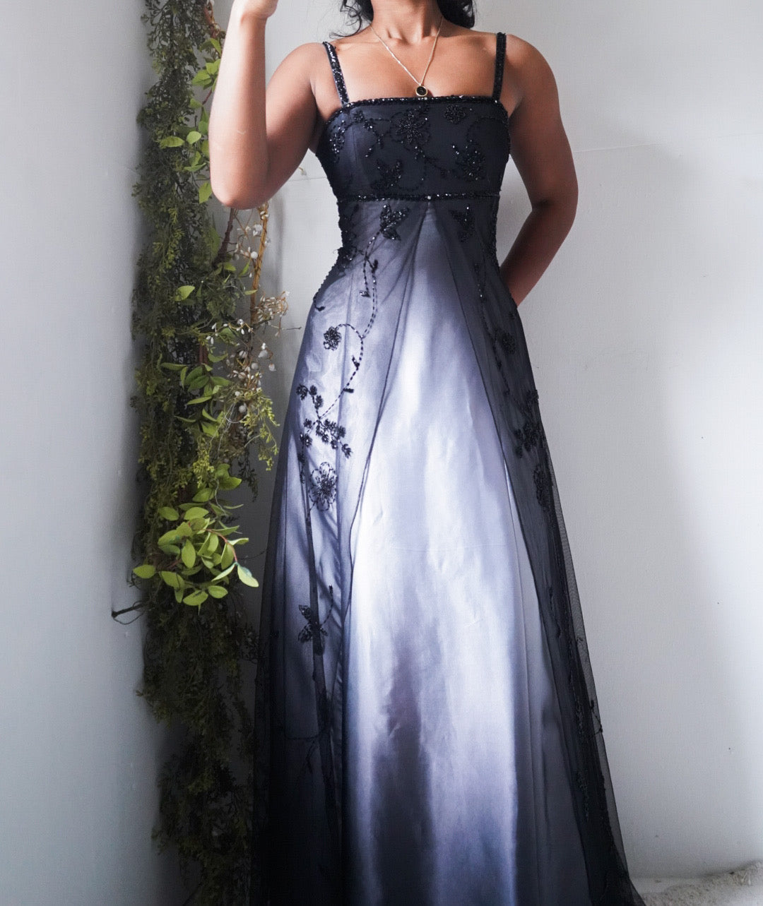 Vintage Y2K Split Front Gradient Beaded Gown