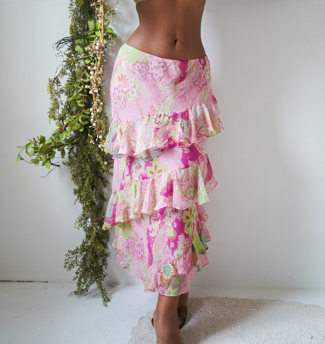 Rare Y2K Ralph Lauren Paisley Ruffle Skirt