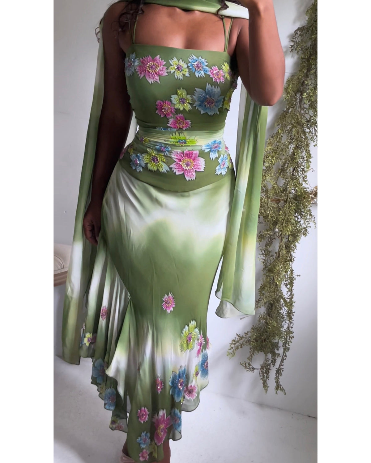 Rare Vintage Forest Fairy Silk 3 Piece Skirt