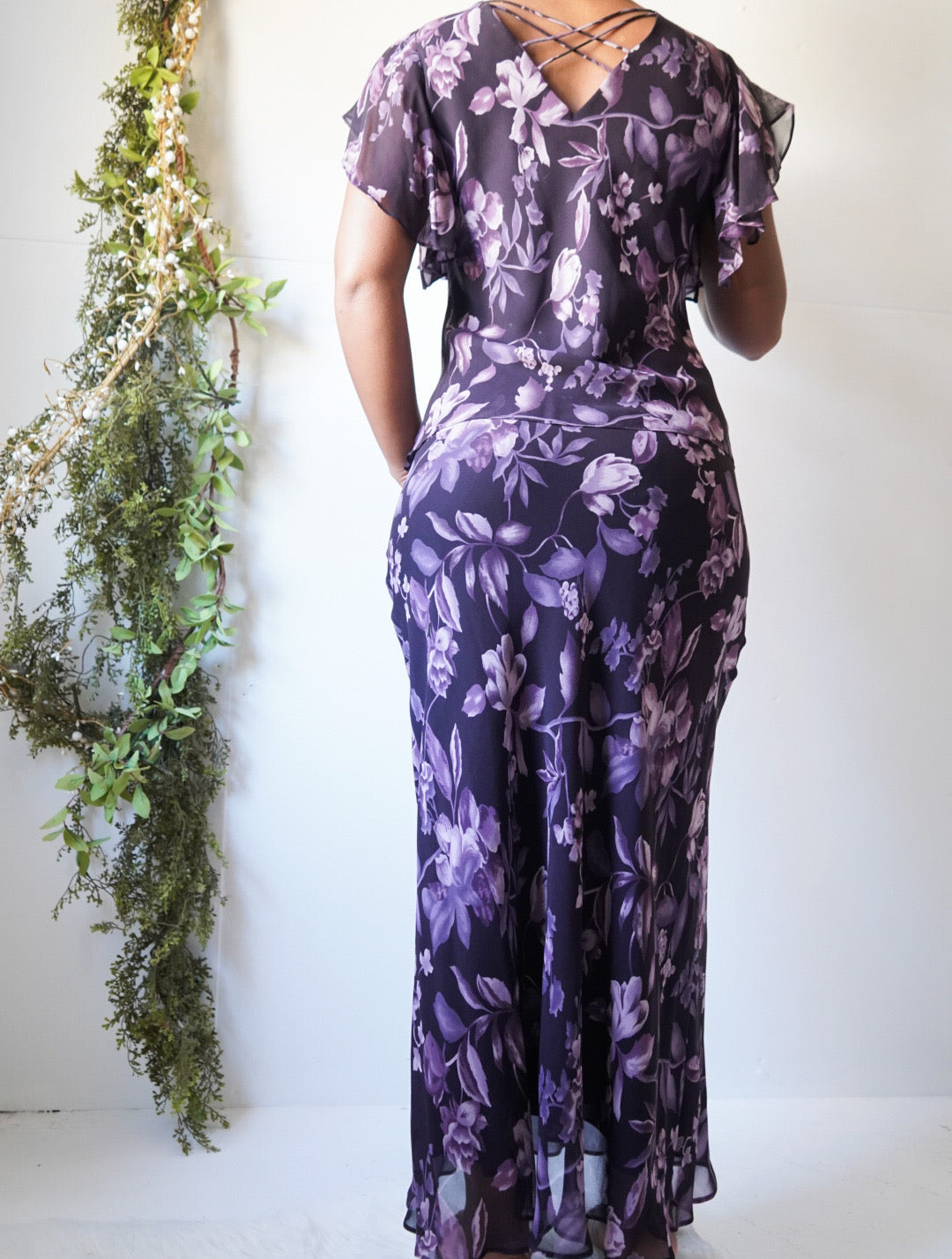Purple Silk Floral 2 Piece Set