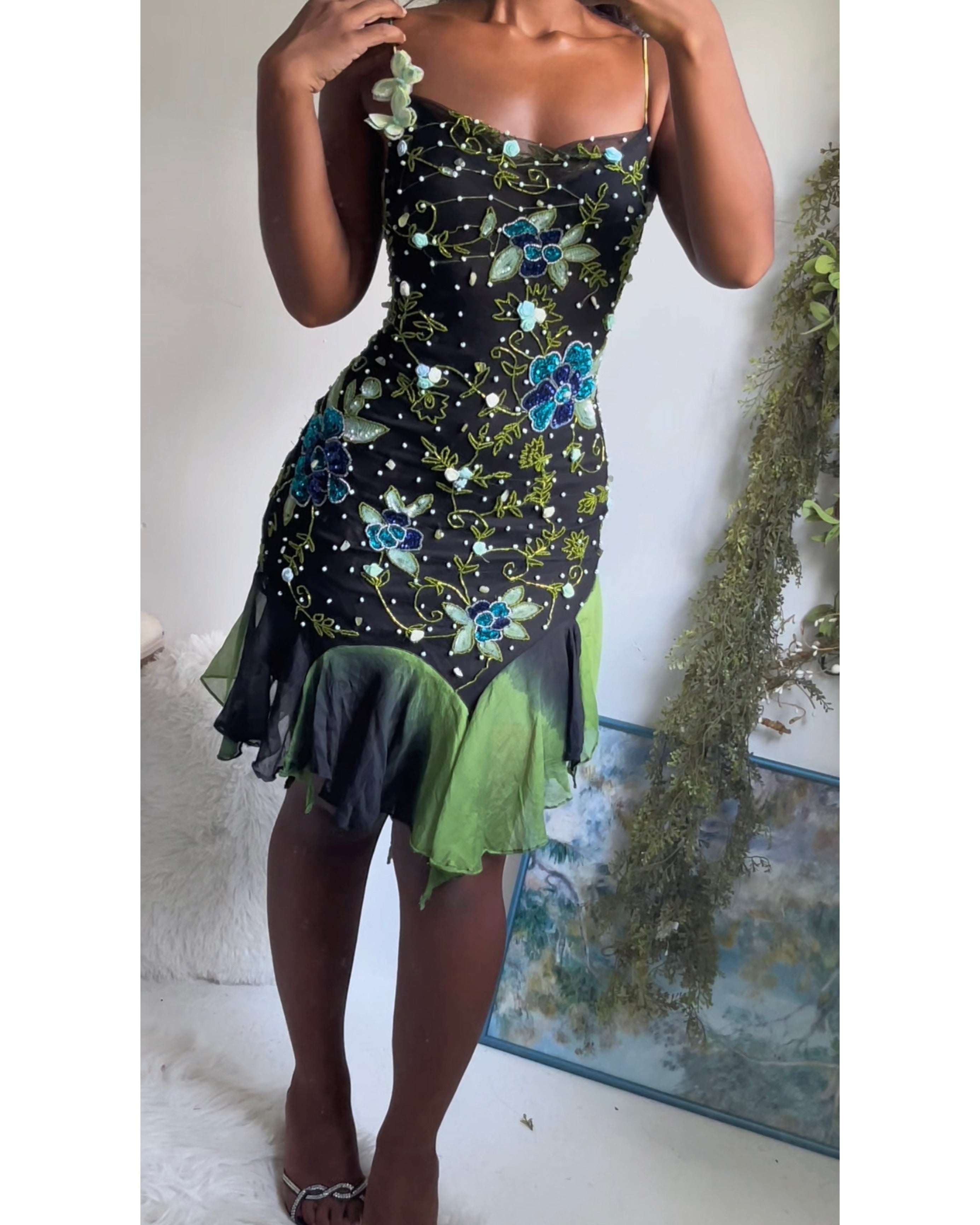 Y2K Reworked Handmade Butterfly Fairy Mini Dress