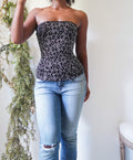 Animal Print Y2K Glitter Tube Top
