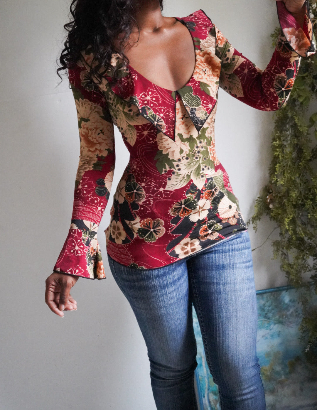 Y2K Ruffle Detail Long Sleeve Top