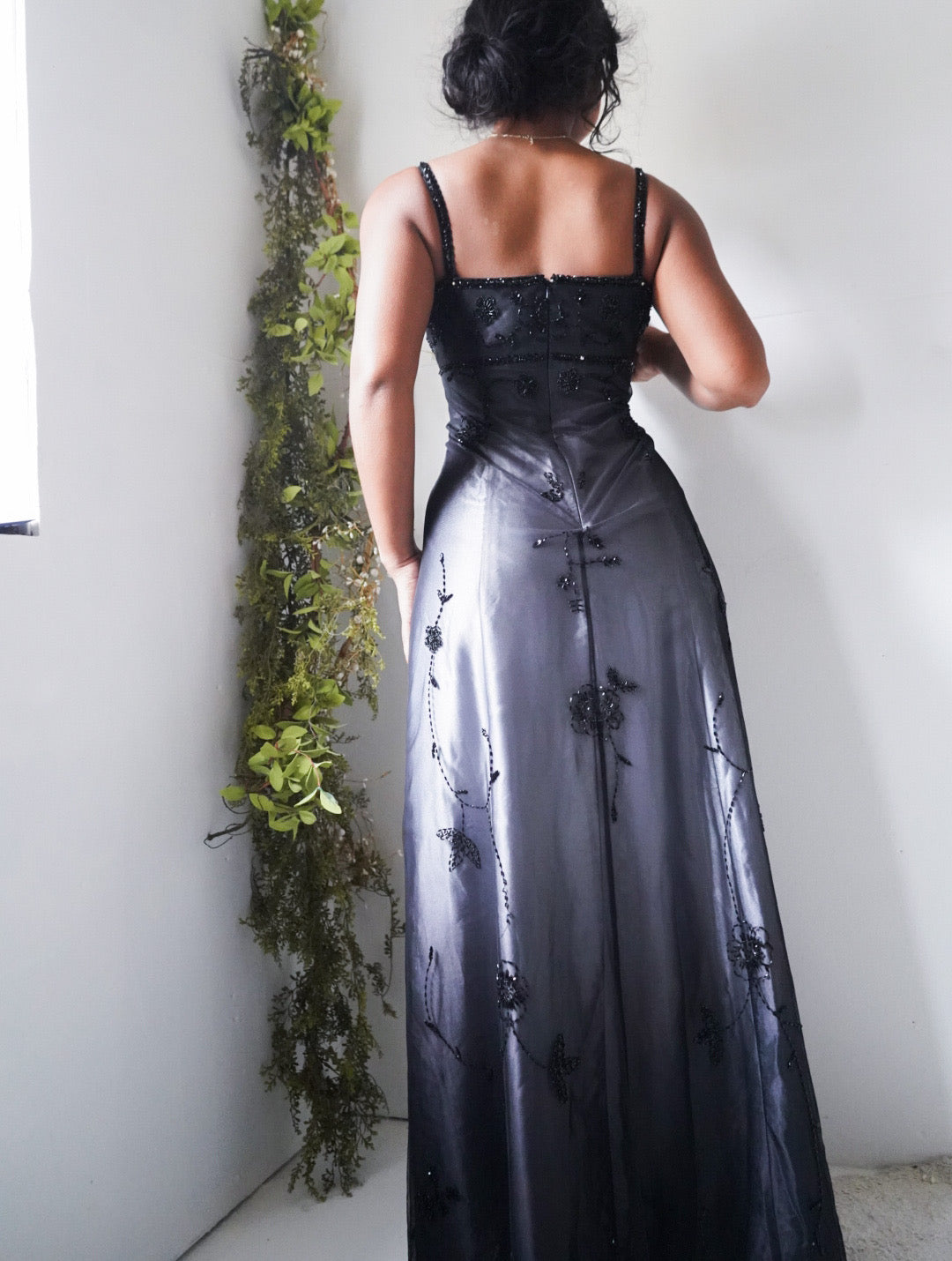 Vintage Y2K Split Front Gradient Beaded Gown