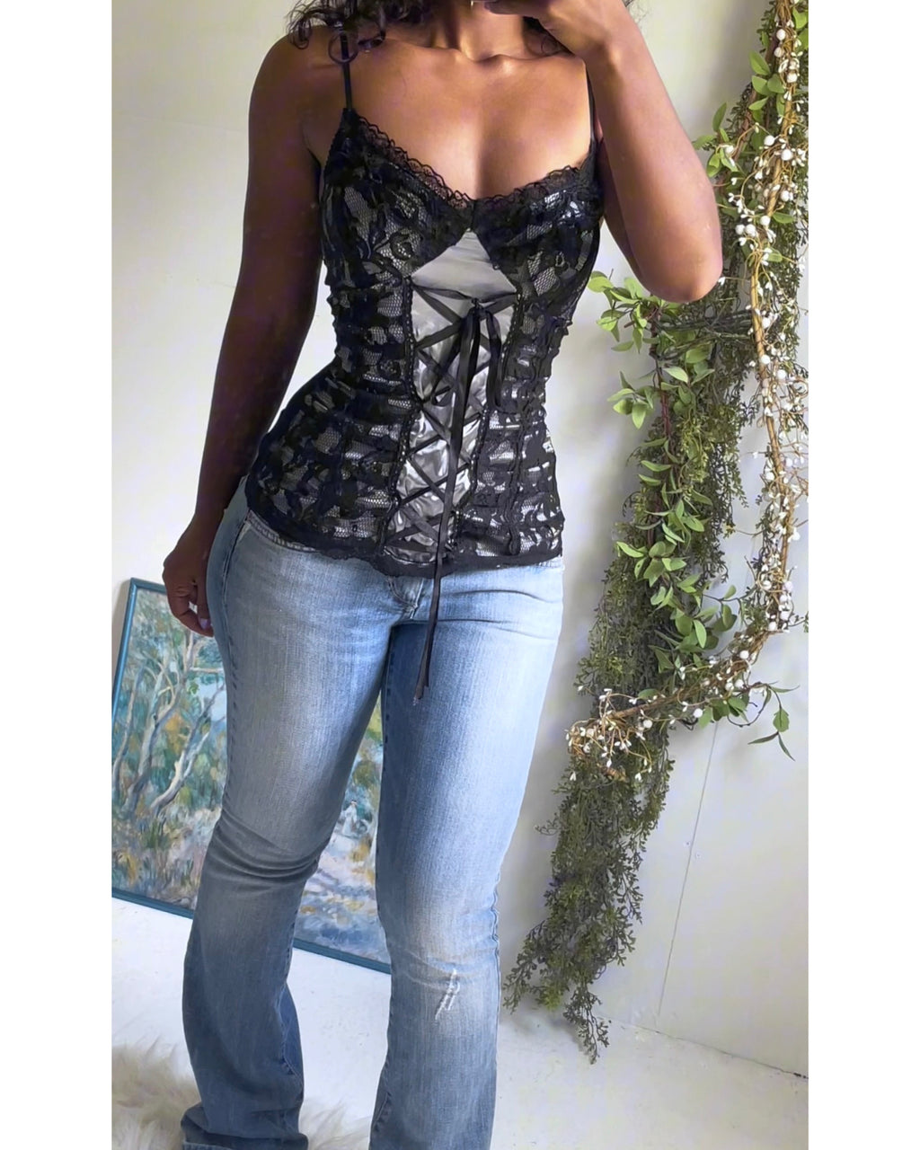 Y2K Lacy Corset Cami
